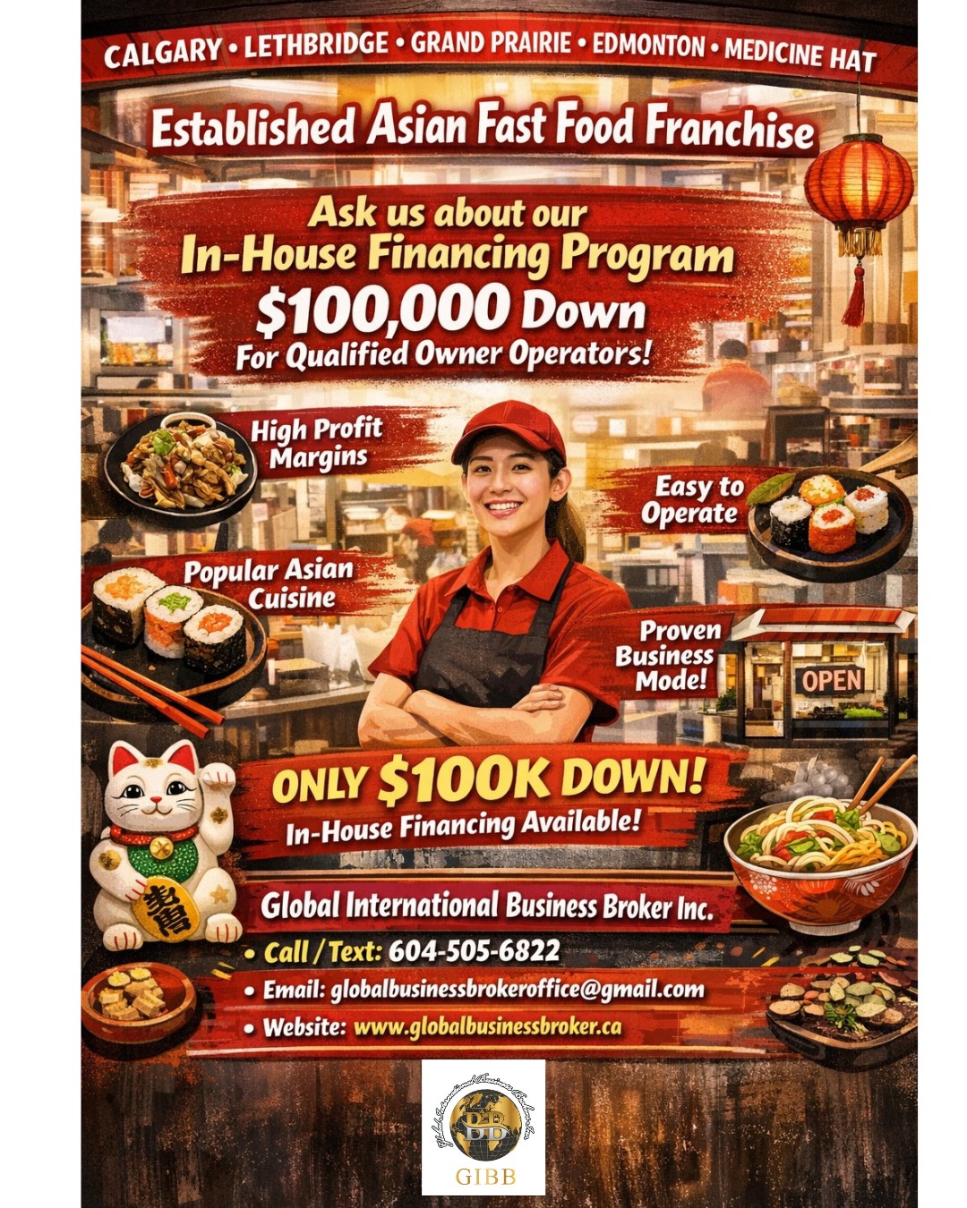OWN A PROVEN ASIAN FAST FOOD BRAND — WITH JUST $100,000 DOWN